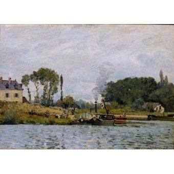 cuadros de marinas - Cuadro -Boats at the lock at Bougival, 1873-