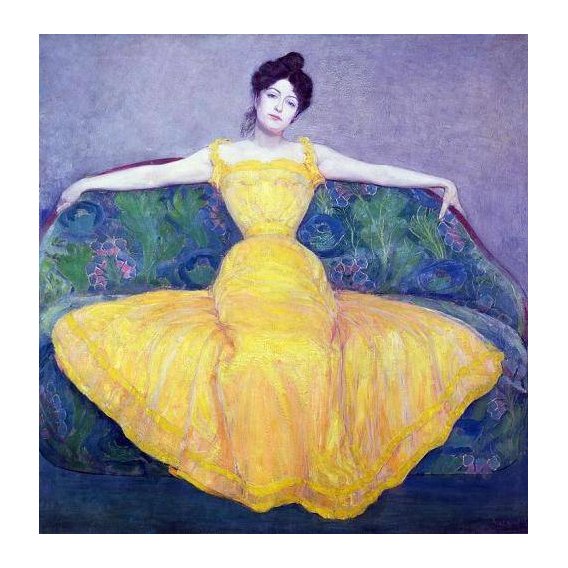 cuadros de retrato - Cuadro -Lady in a Yellow Dress, 1899-