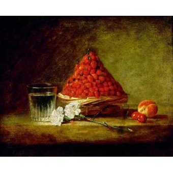 cuadros de bodegones - Cuadro -Cesto con fresas salvajes-