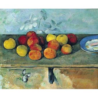 Cuadro -Bodegón con manzanas y galletas(1880-82)-, Paul Cezanne