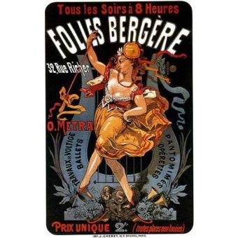 cuadros de mapas, grabados y acuarelas - Cuadro -Cartel: Espectaculos en Folies Bergere, 32 rue Richer-