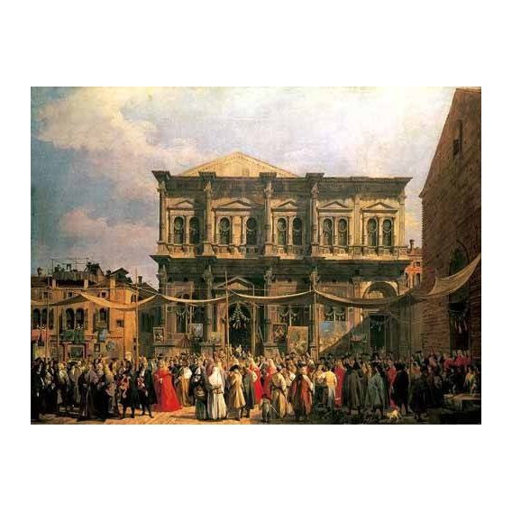 cuadros de paisajes - Cuadro -Visita del Dux a Iglesia San Rocco-