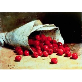 cuadros de bodegones - Cuadro -Bolsa de papel con cerezas-
