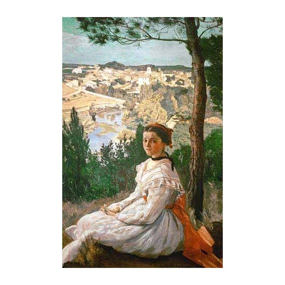 cuadros de paisajes - Cuadro -Girl in a striped dress-