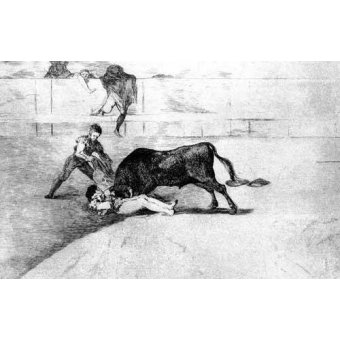 cuadros de mapas, grabados y acuarelas - Cuadro -Tauromaquia Num 33 - Desgraciada muerte de Pepe Illo-