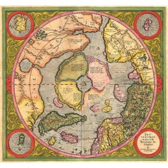 cuadros de mapas, grabados y acuarelas - Cuadro -Antique Map, Mercator North Pole-