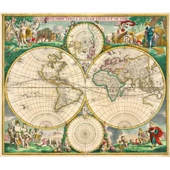 cuadros de mapas, grabados y acuarelas - Cuadro -Nova Orbis de Wit, 1670-