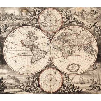 Cuadro -Nova totius terrarium orbis (De Wit, Luyken, De Hooghe)-, Mapas antiguos - Anciennes cartes