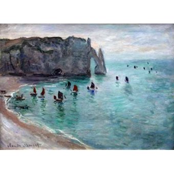 cuadros de marinas - Cuadro -Etretat the Aval door fishing boats leaving the harbour, 1819-