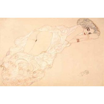 cuadros de desnudos - Cuadro -Reclining Nude Lying on Her Stomach and Facing Right, 1910-