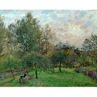 Cuadro -Pommiers et peupliers au soleil couchant, 1901-, Camille Pissarro
