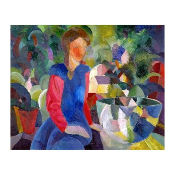 cuadros de retrato - Cuadro -Jovencita con pecera-