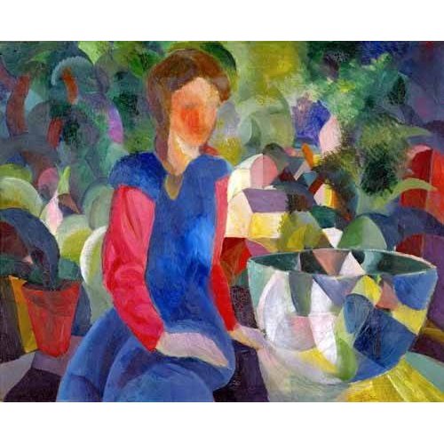 cuadros de retrato - Cuadro -Jovencita con pecera-