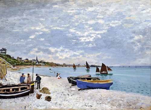 cuadros de marinas - Cuadro -La spiaggia a Saint-Adresse, 1867-