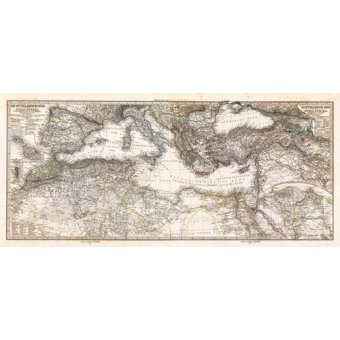 cuadros de mapas, grabados y acuarelas - Cuadro -Mar Mediterraneo y Norte de Africa (1875)-