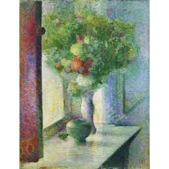 cuadros de bodegones - Cuadro -Still life with a bunch of flowers by the window-