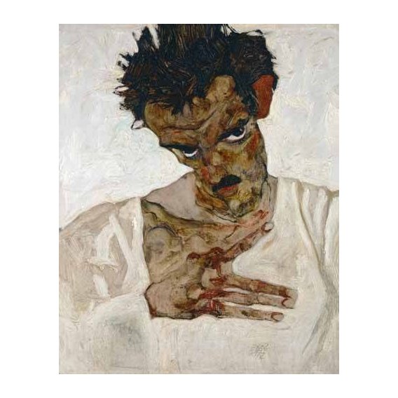 cuadros de retrato - Cuadro -Self-portrait with Lowered Head, 1912-