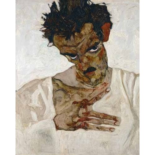 cuadros de retrato - Cuadro -Self-portrait with Lowered Head, 1912-