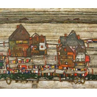 cuadros de paisajes - Cuadro -Houses and Colorful Laundry (Two Blocks of Houses with Clothes-