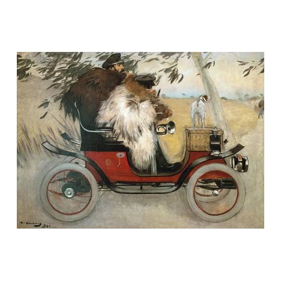 cuadros de retrato - Cuadro -Ramon Casas y Pere Romeu en automovil, 1901-