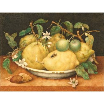 cuadros de bodegones - Cuadro -Bodegón con cesto de limones-