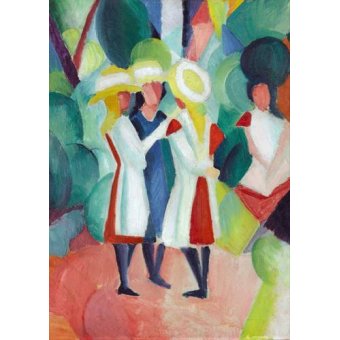 cuadros de retrato - Cuadro -Three girls in yellow straw hats, 1913-