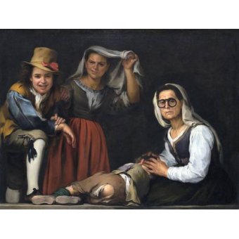 cuadros de retrato - Cuadro -Cuatro figuras en un escalon, 1655-