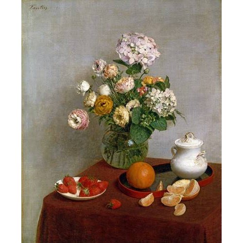 Cuadro Bodegón -Flowers_and_Fruit, 1866-, Henri Fantin Latour