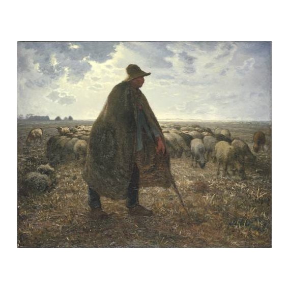 cuadros de retrato - Cuadro -Pastor cuidando su rebaño-