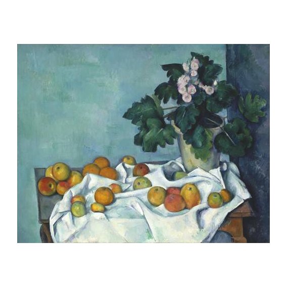 cuadros de bodegones - Cuadro -Still Life with Apples and a Pot of Primroses, 1890-