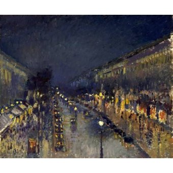 Cuadro -The Boulevard Montmartre at Night, 1897-, Camille Pissarro