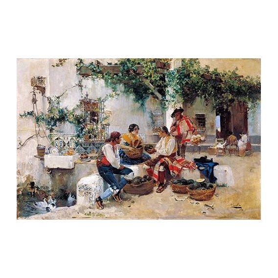 cuadros de retrato - Cuadro -Vendiendo melones-