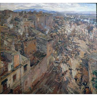 cuadros de paisajes - Cuadro -Dia de mercado en Torroella, 1918-