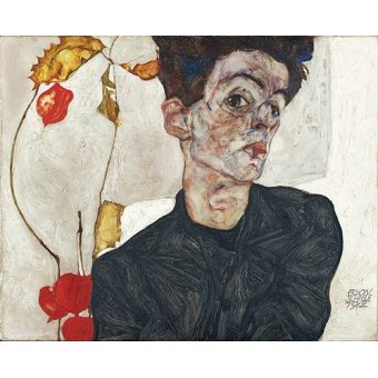cuadros de retrato - Cuadro -Self-Portrait with Physalis-