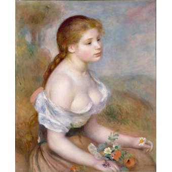 cuadros de retrato - Cuadro -Jovencita con margaritas-