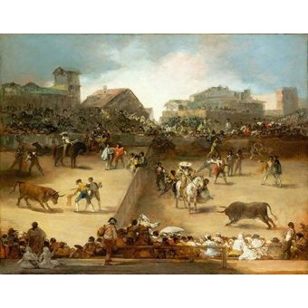 cuadros de fauna - Cuadro -Corrida de toros en una plaza partida-