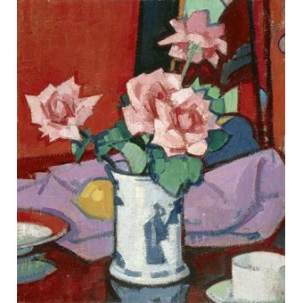 cuadros de flores - Cuadro -Pink Roses, Chinese Vase-