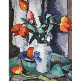 cuadros de flores - Cuadro -Orange tulips, Chinese Vase-
