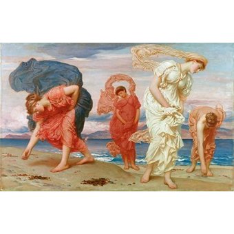 cuadros de retrato - Cuadro -Jovenes griegas recogiendo guijarros al borde del mar-
