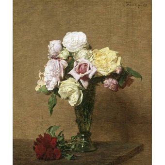 cuadros de flores - Cuadro -Still Life with Roses in a Fluted Vase-