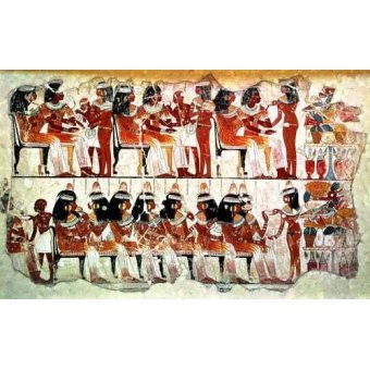 cuadros etnicos y oriente - Cuadro -Fresco en Thebes,- Banquete --