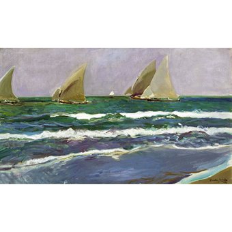 Cuadro - Cuatro velas en el mar, Valencia, 1908 -, Joaquin Sorolla
