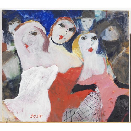 Cuadro Moderno -Les Belles Dames, 2009 (oil on board)-, Susan Bower