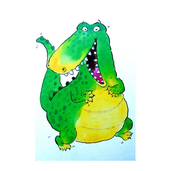 Cuadro -Happy Crocodile (w.c & ink on paper)-