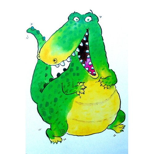Cuadro -Happy Crocodile (w.c & ink on paper)-
