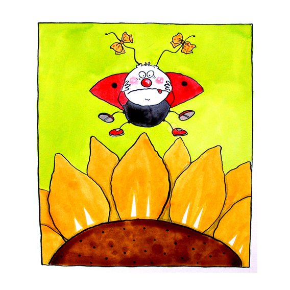 Cuadro-Ladybird (w.c & ink on paper)-