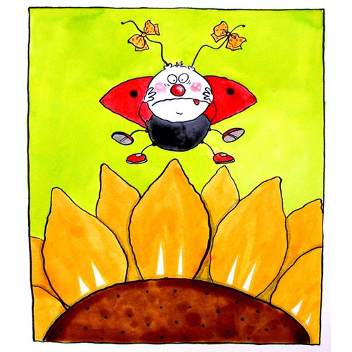 Cuadro-Ladybird (w.c & ink on paper)-