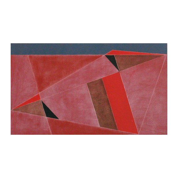 Cuadro -Triangulated Red Landscape, 2002 (oil on board)-