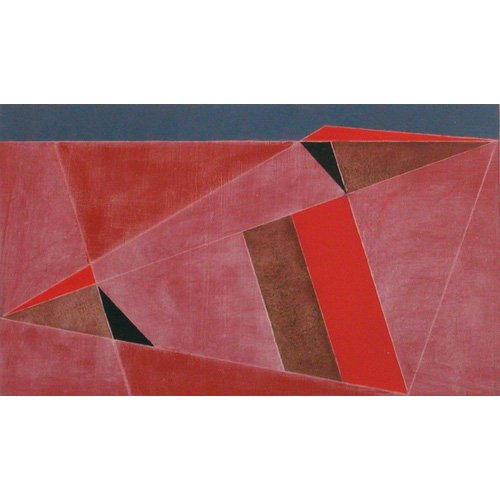 Cuadro -Triangulated Red Landscape, 2002 (oil on board)-, George Dannatt