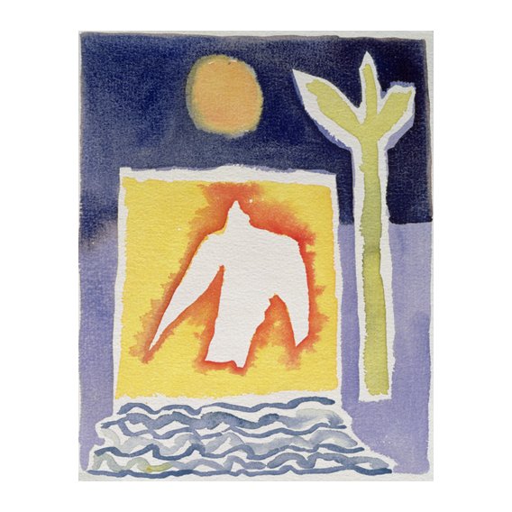 Cuadro -Tree, Sun and Rising Bird, 1989 (w.c)-